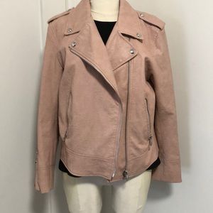 Zara Pink Faux Leather Biker Jacket. L